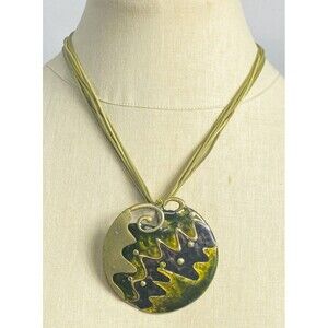 Gold Tone Statement Necklace Multi Strand Scroll Design 19”